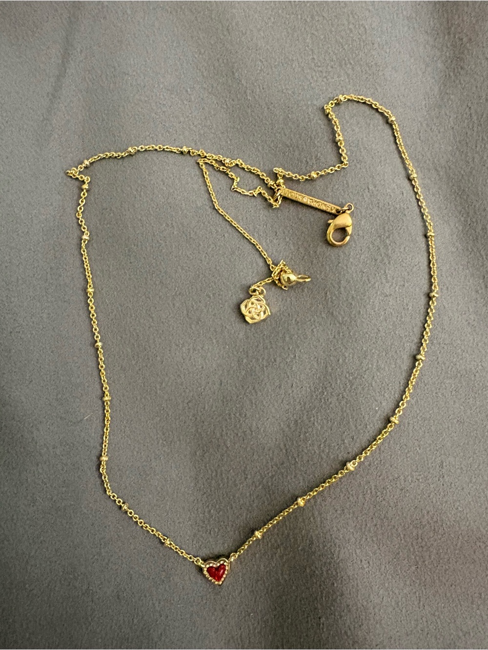 Kendra Scott Gold Mini Ari Necklace with Red Opal heart